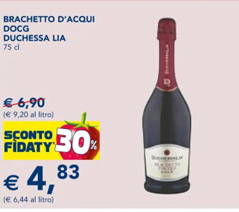 Esselunga BRACHETTO D'ACQUI DOCG DUCHESSA LIA 75 cl offerta