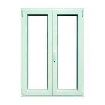 Finestra in pvc bianco l 100 x h 140 cm, 2 ante apertura a destra