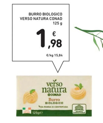 Spazio Conad BURRO BIOLOGICO VERSO NATURA CONAD 125 g offerta