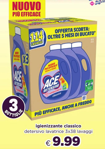 Acqua & Sapone ACE igienizzante classico detersivo lavatrice 3x38 lavaggi offerta