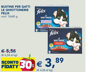 Esselunga BUSTINE PER GATTI LE GHIOTTONERIE FELIX conf. 10x85 g offerta