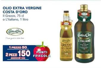 Esselunga OLIO EXTRA VERGINE COSTA D'ORO Il Grezzo, 75 cl o L'Italiano, 1 litro offerta