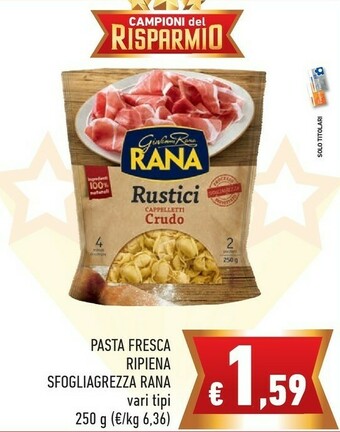 Conad Rana Rustici Cappelletti Crudo 250 G(ml) offerta