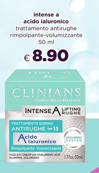 Acqua & Sapone CLINIANS intense a acido ialuronico trattamento antirughe rimpolpante-volumizzante 50 ml offerta