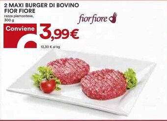 Coop 2 MAXI BURGER DI BOVINO FIOR FIORE razza piemontese, 300 g offerta
