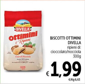 Spazio Conad BISCOTTI OTTIMINI DIVELLA ripieni di: cioccolato/nocciola 300g offerta