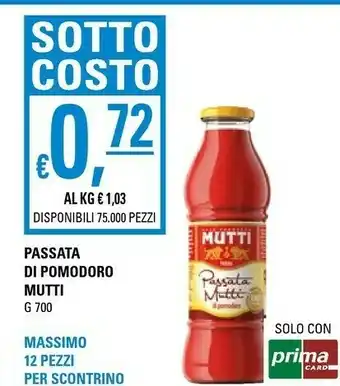 Basko Mutti Passata Di Pomodoro 700 G(ml) offerta
