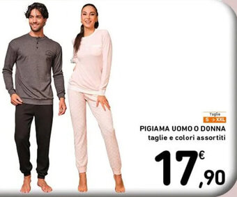 Spazio Conad PIGIAMA UOMO O DONNA taglie e colori assortiti offerta
