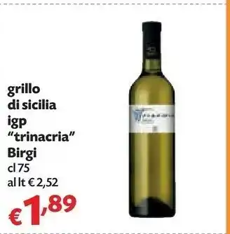 Pam Birgi Grillo Di Sicilia IGP Trinacria offerta