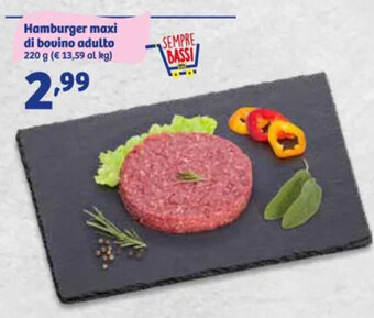 In'S Mercato Hamburger maxi di bovino adulto 220 g offerta