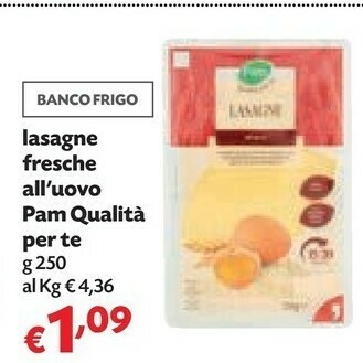 Pam Pam Qualità Per Te Lasagne Fresche All'uovo offerta