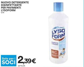 Coop NUOVO DETERGENTE DISINFETTANTE PER PAVIMENTI LYSOFORM 1,1 lt offerta