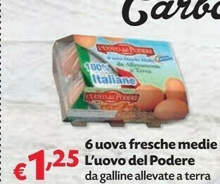 Pam L'uovo del podere 6 Uova Fresche Medie offerta