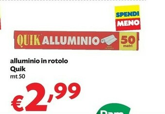 Pam Quik Alluminio In Rotolo offerta