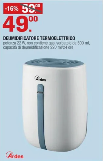 Brico OK Ardes DEUMIDIFICATORE TERMOELETTRICO offerta