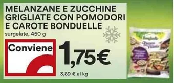 Coop MELANZANE E ZUCCHINE GRIGLIATE CON POMODORI E CAROTE BONDUELLE surgelate, 450 g offerta