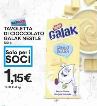 Coop TAVOLETTA DI CIOCCOLATO GALAK NESTLÉ 100g offerta