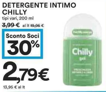 Coop DETERGENTE INTIMO CHILLY tipi vari, 200 ml offerta