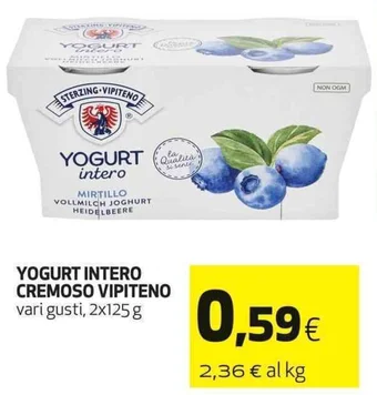 Coop YOGURT INTERO CREMOSO VIPITENO vari gusti, 2x125 g offerta