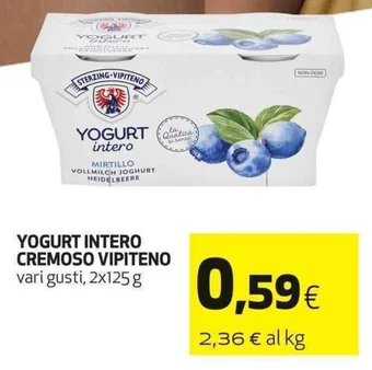 Coop YOGURT INTERO CREMOSO VIPITENO vari gusti, 2x125 g offerta