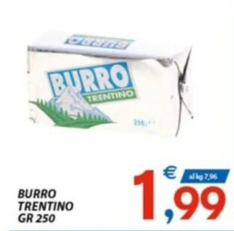 Vivo Supermercati BURRO TRENTINO GR 250 offerta