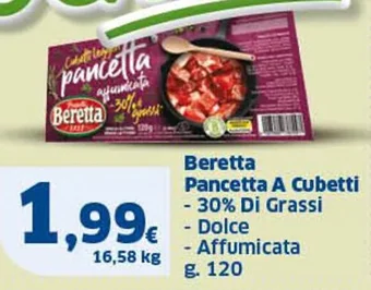 Ok Sigma Beretta Pancetta A Cubetti - 30% Di Grassi - Dolce - Affumicata g. 120 offerta