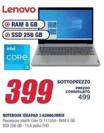 Trony Lenovo NOTEBOOK IDEAPAD 3 82H803BRIX offerta