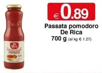 Sì con te Passata pomodoro De Rica 700 g offerta