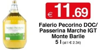 Sì con te Falerio Pecorino DOC/ Passerina Marche IGT Monte Barile 5 l offerta