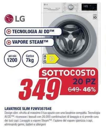 Trony LG LAVATRICE SLIM F2WV3S7S4E offerta