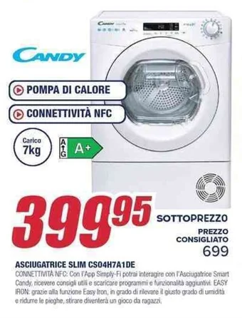 Trony CANDY ASCIUGATRICE SLIM CS04H7A1DE offerta