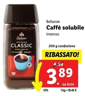 Lidl Bellarom caffe solubile offerta