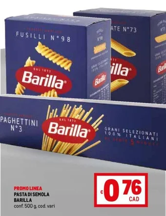 Metro PASTA DI SEMOLA BARILLA conf. 500 g offerta