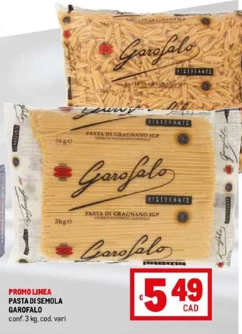 Metro PASTA DI SEMOLA GAROFALO conf. 3 kg offerta