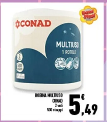 Conad Superstore BOBINA MULTIUSO CONAD 2 veli 530 strappi offerta