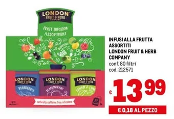 Metro INFUSI ALLA FRUTTA ASSORTITI LONDON FRUIT & HERB COMPANY conf. 80 filtri offerta