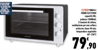 Conad Superstore SINOTECH FORNO ELETTRICO capacità 38L potenza 1300Watt, offerta