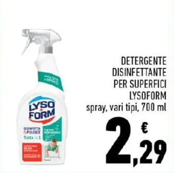 Conad DETERGENTE DISINFETTANTE PER SUPERFICI LYSOFORM spray, vari tipi, 700 ml offerta