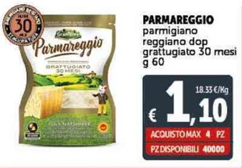 Deco Supermercati PARMAREGGIO parmigiano reggiano dop grattugiato 30 mesi g 60 offerta