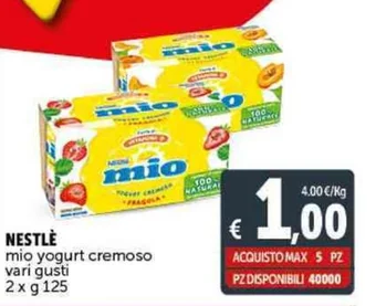 Deco Supermercati NESTLÈ mio yogurt cremoso vari gusti 2x g 125 offerta