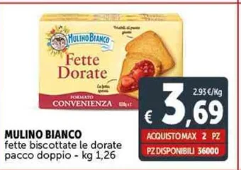 Deco Supermercati MULINO BIANCO fette biscottate le dorate pacco doppio - kg 1,26 offerta