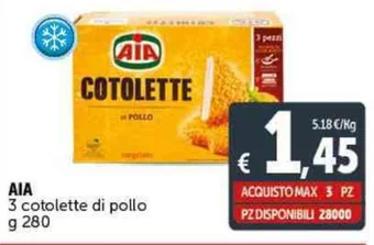Deco Supermercati AIA 3 cotolette di pollo g 280 offerta