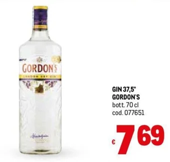 Metro GIN 37,5° GORDON'S bott. 70 cl offerta