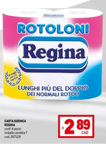 Metro CARTA IGIENICA REGINA conf. 4 pezzi offerta