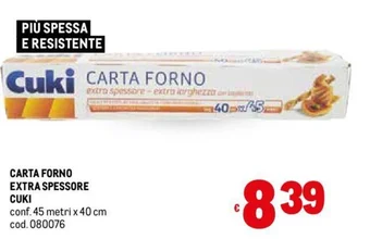 Metro CARTA FORNO EXTRA SPESSORE CUKI conf. 45 metri x 40 cm offerta