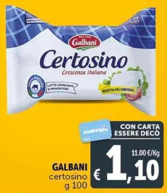 Deco Supermercati GALBANI certosino g 100 offerta