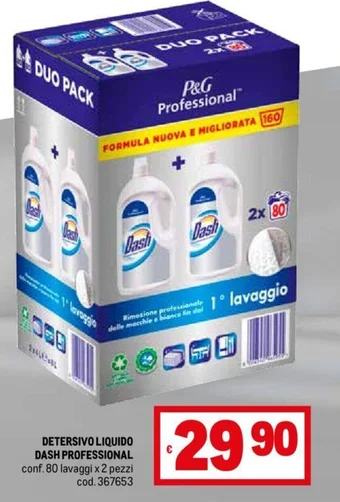 Metro DETERSIVO LIQUIDO DASH PROFESSIONAL conf. 80 lavaggi x 2 pezzi offerta