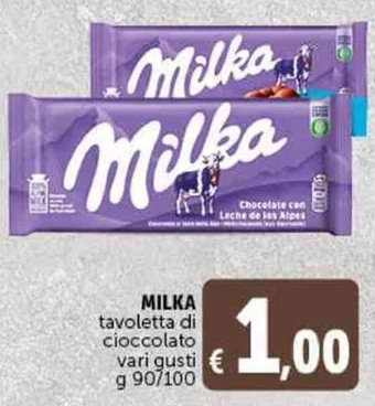 Deco Supermercati MILKA tavoletta di cioccolato vari gusti g 90/100 offerta