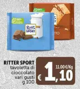Deco Supermercati RITTER SPORT tavoletta di cioccolato vari gusti g 100 offerta