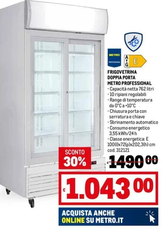 Metro FRIGOVETRINA DOPPIA PORTA METRO PROFESSIONAL offerta